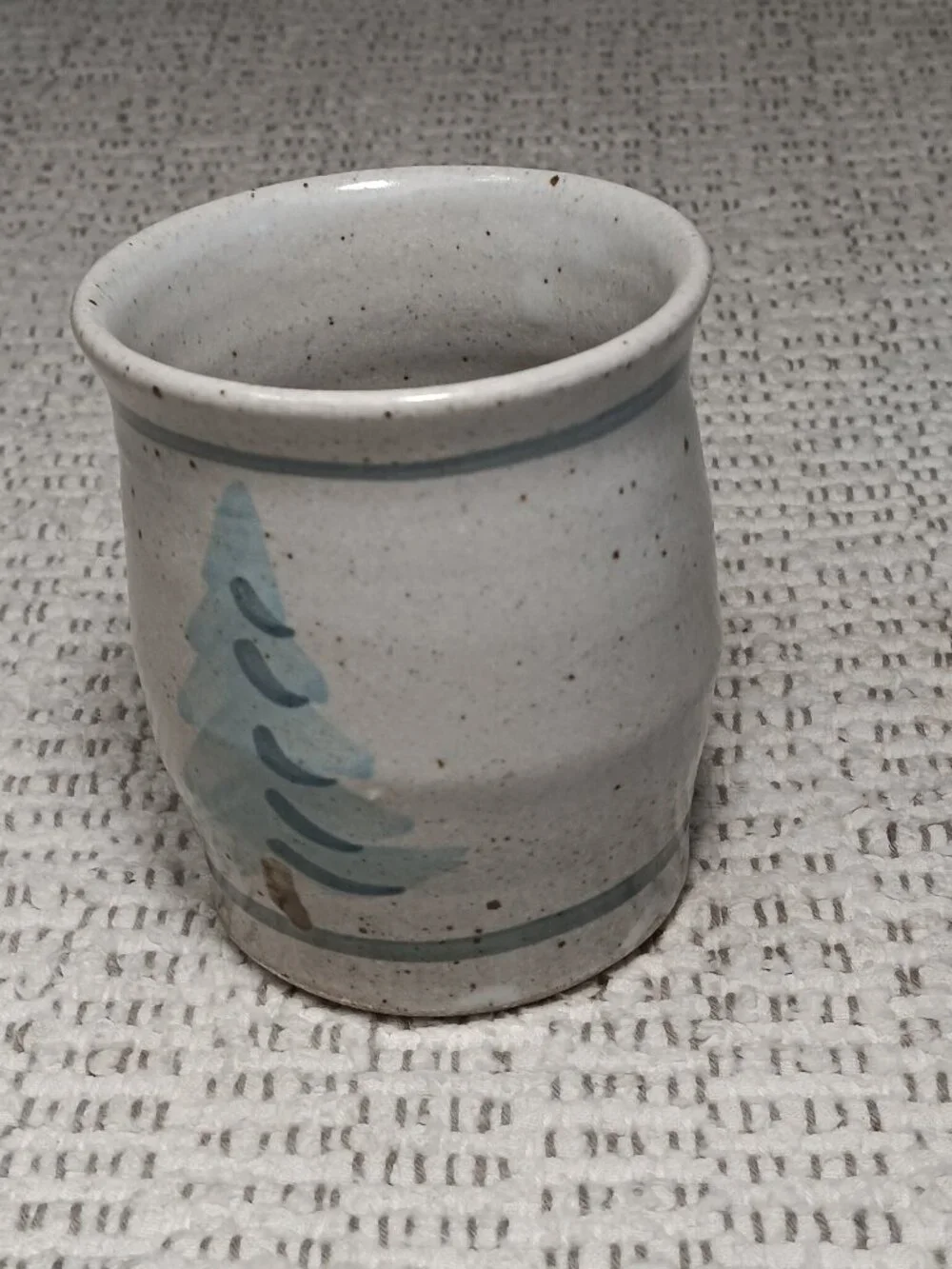 JB Pottery Vintage Studio Art Double Pine Tree Stoneware Coffee Mug Cup